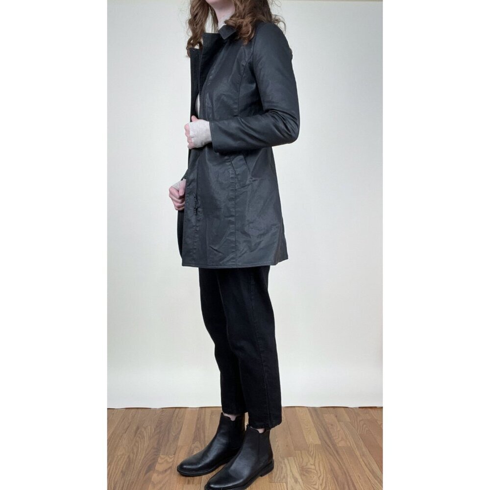 M0851 Waxed Cotton Faux Leather Peacoat Preppy Field Barn Utility Jacket Coat - Picture 4 of 9
